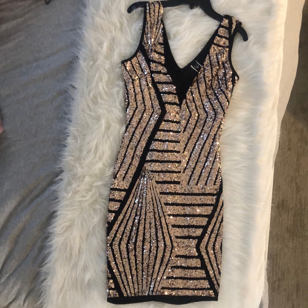 Gold sparkly mini dress